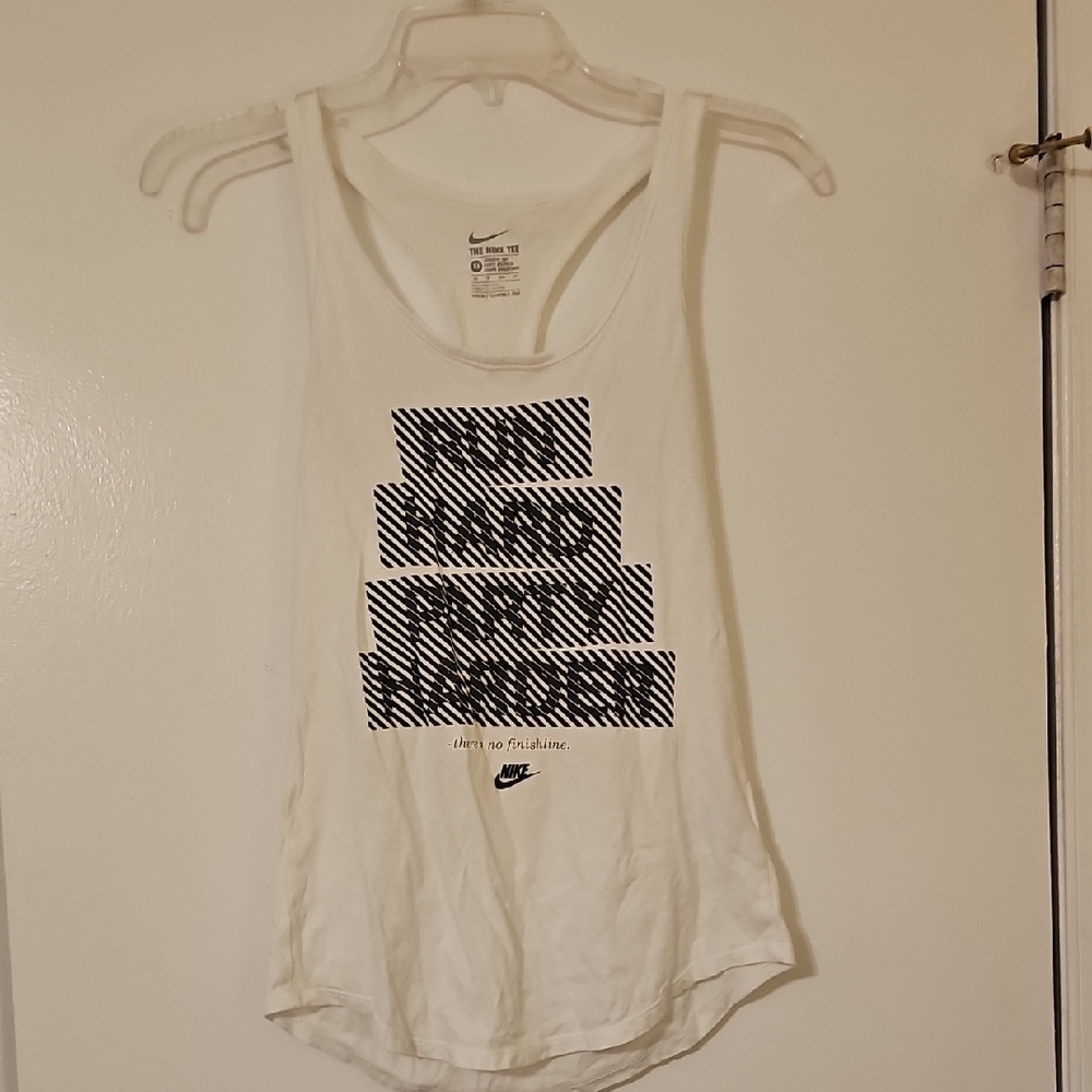 Nike White Tank Top with Black Graphic